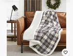 Eddie Bauer Edgewood Khaki 60X50 Plush Sherpa Throw Blanket Cozy Plaid. Fixed Price $17.00.
