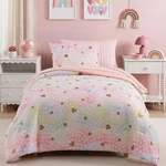 Twin Xl Comforter Set Girls, 5 Pieces Pink Bedding With Colorful Gold He. Fixed Price $106.99.