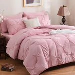 Downcool 7 Pieces Pink Comforter Set, Pintuck Pinch Pleat Queen,. Fixed Price $89.43.