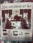 Queen Cal King Bed Bag Burgundy Taupe Cream Striped 24 Pc Comforter Window Set. Fixed Price $98.99.