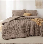 Bedsure Gentlesoft Seersucker Bed-in-a-bag 7 Piece Set Brown King Size. Fixed Price $75.00.