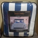 Juicy Couture Regal Blue & White Cabana Stripe 6-PIECE Full/queen Comforter Set. Fixed Price $89.00.