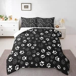 Manfei Dog Paw Print Comforter Set Full Size Black White Animal Bedding. Fixed Price $71.42.