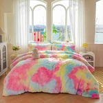 Chovy Faux Fur Plush Tie-dyed Pink Comforter Sets King Ultra Soft Shaggy. Fixed Price $91.71.