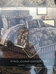 New W/ Tags-j Queen YORK-KING-4 Pc Floral Comforter Set-black & Gold-luxury. Fixed Price $130.00.