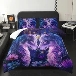 Lneffble Purple Wolf Bedding Comforter Set Twin Size Dreamcatcher Flower Quilt. Fixed Price $78.07.