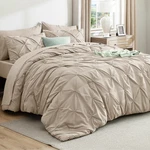Bag Oversized King 7 Pieces Beige Pintuck Comforter Set Bedsure Bedding. Fixed Price $124.99.