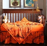 Realtree Blaze Orange Camo Baby Toddler Crib Set, Bedding Sheet Skirt Blanket. Fixed Price $68.50.