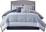 Bennett Luxury 7-PIECE King Comforter Set Navy Jacquard Bedding. Fixed Price $229.99.