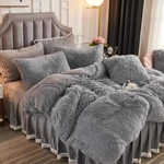 Ultra Soft Plush Luxurious Grey Shaggy Fluffy Fur Luxury Chic Comforter Set. Fixed Price $158.32.