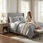 Truly Soft 3PC Pleated Full/queen Comforter Set Gray. Fixed Price $72.90.