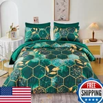 Zrnbast 7PC King Dark Green Honeycomb Geometric Comforter Set Bedding. Fixed Price $94.21.