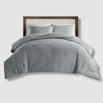 Ienjoy Home Blue Waffle Textured 3-PIECE Comforter Set, Full/queen. Fixed Price $42.93.