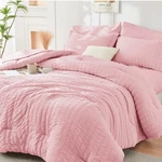 Hymokege Pink Comforter Set Seersucker 7 Pieces, QUEEN(88"X 88"),. Fixed Price $81.09.
