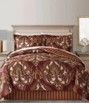 Lanwood Odyssey Red Scroll/stripe Reversible 8PC Comforter Set Queen Wine. Fixed Price $65.00.