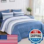 Drucon 7 Piece Striped Comforter Set Queen Size Light Blue Bed In Bag, Soft Mi. Fixed Price $92.63.