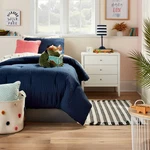 Full/queen Seersucker Kids' Comforter Set Navy - Pillowfort: Microfiber Bedding,. Fixed Price $21.99.