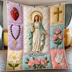Personalized Virgin Mary Floral Quilt Blanket Religious Prayer Gift Decor. Fixed Price $55.65.