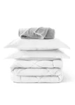 Members Mark Microfiber Quilted Comforter Set 4PC Tw/full-white & Blue Available. Fixed Price $23.99.