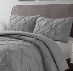 Cathay Home Bedding Set Pintuck Pinch Pleat 2 Piece Comforter And Sham Grey Twin. Fixed Price $39.99.