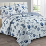 Sea Shells Design Bedspread Coverlet Set Reversible Quilt. Fixed Price $70.00.