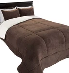 Lavish Home 3 Piece Sherpa Fleece Comforter Set Full Queen Chocolate Brown. Fixed Price $39.99.
