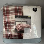 Bnip Cuddl Duds Cozy Soft Red Multi Plaid Comforter, Reversible. Fixed Price $130.00.