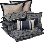 Medina Navy Damask Comforter Set - 8 Piece King Cozy Bedding Ensemble. Fixed Price $170.99.