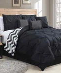 Geneva Home Fashion 7-PIECE Ella Pleat Comforter Set (black King) New Box!. Fixed Price $35.99.