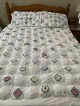 Vintage Jc Pennys Queen Quilted Puff Comforter Crochet Appliqu Curtains Skirt. Fixed Price $299.00.