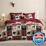 Wake Cloud Rustic Comforter Set King Lodge Christmas Bear Moose Deer Sheet. Fixed Price $79.99.