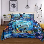 Dolphin 3PCS Full Comforter Set Soft Lightweight Microfiber Blue Ocean Animal. Fixed Price $36.00.