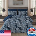 Djy Navy Paisley King Comforter Set 7 Piece Boho Bedding Pattern. Fixed Price $100.49.