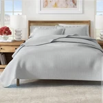 Great Bay Home 3-PIECE Detailed Channel Stitch Quilt Set W/ Shams, Baby BLUE.257. Fixed Price $38.00.