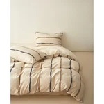 Faith Cotton Linen Striped Duvet Cover Set Brown Queen Top Grade & Natural. Fixed Price $99.00.