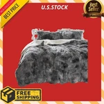New Full/queen Faux Fur Shaggy Comforter Set 3PC Ultra Soft Sherpa Black Tie Dye. Fixed Price $49.34.