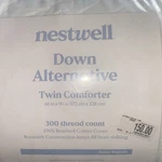 Nestwell White Down Alt Twin Comforter, 300TC, 100% Brushed Cotton Cover 68X90. Fixed Price $36.99.
