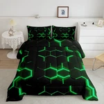 Feelyou Honeycomb Comforter Set Twin Sizegeometric Hexagon Theme Green Neon. Fixed Price $61.75.
