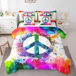 Peace Symbol Bag Queen Comforter Set 7 Piece,rainbow Tie Dye Bedding. Fixed Price $98.99.