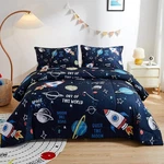 Queen Comforter Set Kids Space Rocket Bedding Teen Boys 3 Piece Bedroom. Fixed Price $62.60.