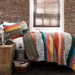 Lush Decor Boho Stripe Reversible Cotton Quilt 3-PIECE Set, King, Turquoise &.... Fixed Price $113.33.