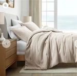 Linens & Hutch Ienjoy Home Cloud Weave Textured Comforter Set - Tan Queen 3P. Fixed Price $75.00.