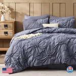 Jameswish Grey Comforter Set Full Size Bag 7 Piece Pinch Pleat Bedding. Fixed Price $112.83.