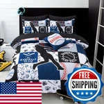 Black Baseball Comforter Set Queen Boys Room Geometric Grid Print Sports. Fixed Price $79.64.