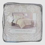 Sunham Beige Caspian 14-PC. Reversible Comforter Set Size, California King. Fixed Price $138.00.