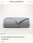 Boll & Branch Percale King Bluestone Down Alternative Comforter Floor Model. Fixed Price $99.99.