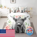 Feelyou Highland Cow Bag Kids Rose Floral Bull Cattle Bedding Set. Fixed Price $62.05.