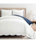 New - King Size 3 Pc. Lush Decor Coastal Chic Scalloped Edge Comforter Set. Fixed Price $90.00.