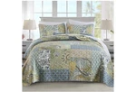 Quilt Set Queen Size 100% Cotton Patchwork Green Bohemian Reversible Bedspread. Fixed Price $79.99.