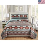 Rustic Southwestern Quilt Stitched Bedspread Bedding Set With Tribal .... Fixed Price $71.15.